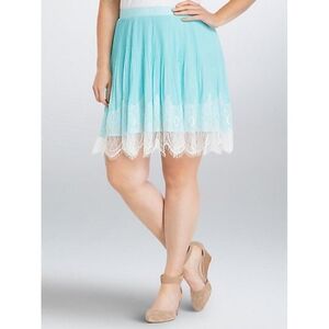 Torrid Turquoise Chiffon Lace Skater Skirt